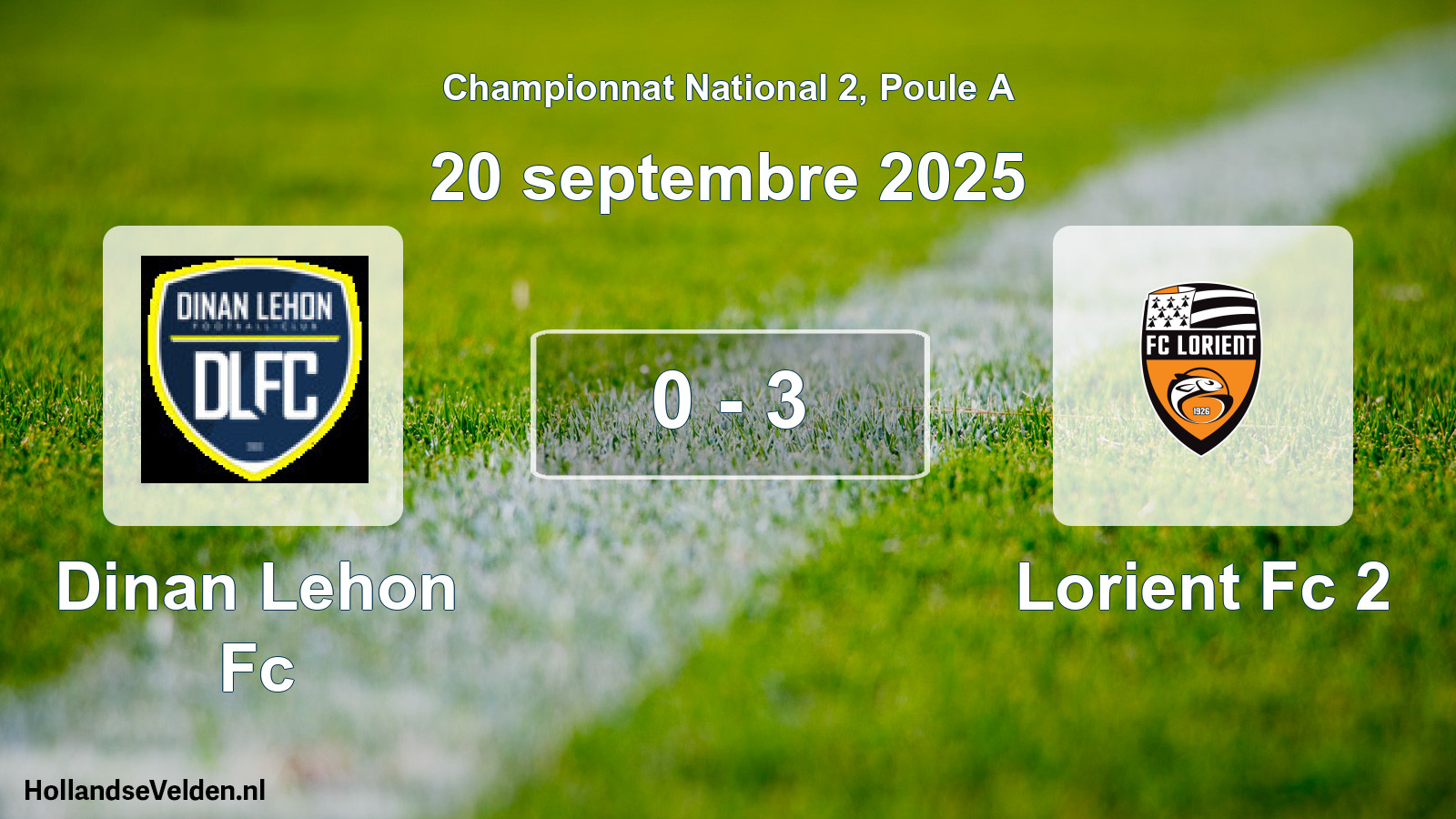 Gespeelde wedstrijd: Dinan Lehon Fc - Lorient Fc 2 0 - 3 (20 septembre 2025)
