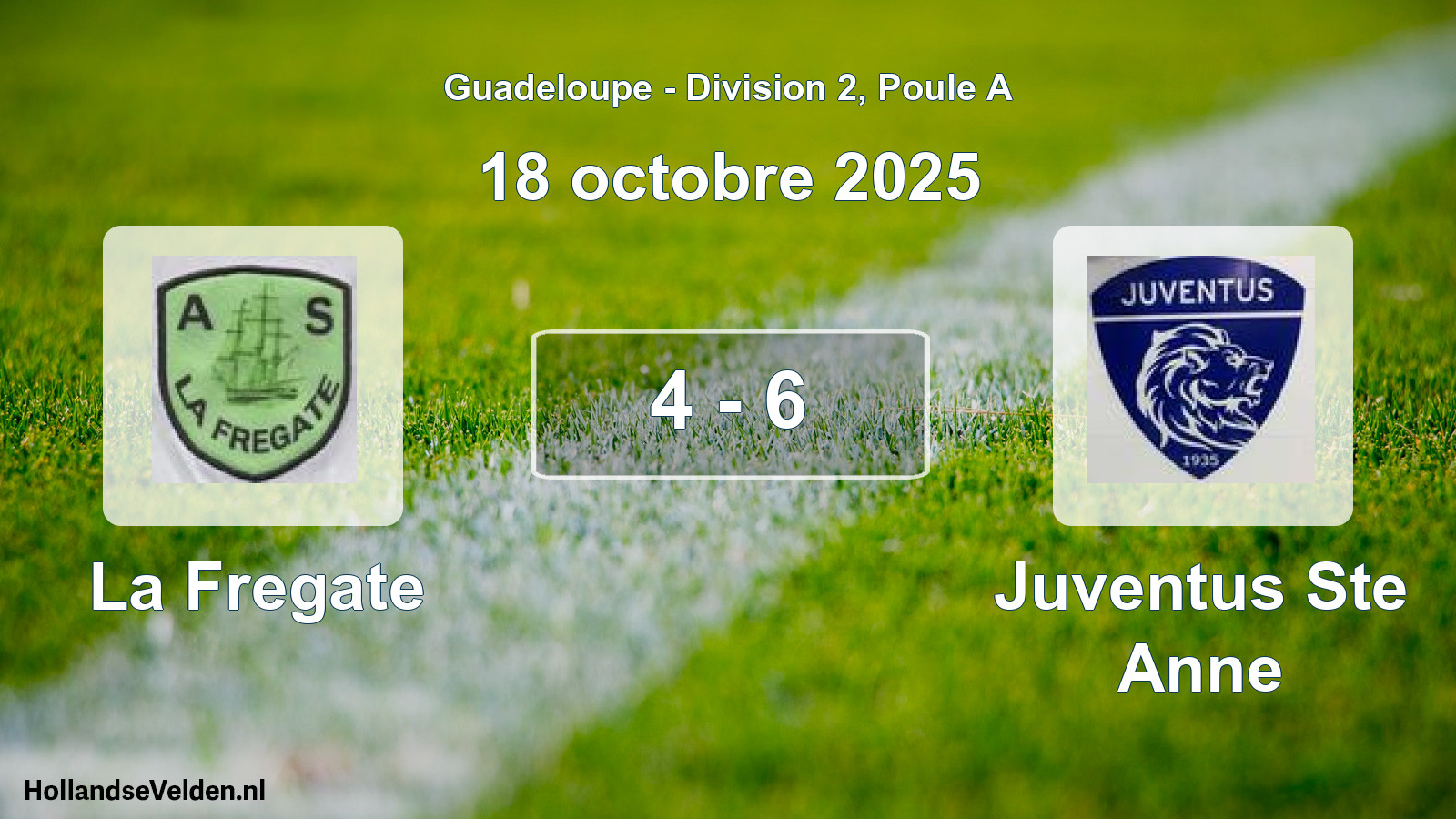 Match joué: La Fregate - Juventus Ste Anne 4 - 6 (18 octobre 2025)