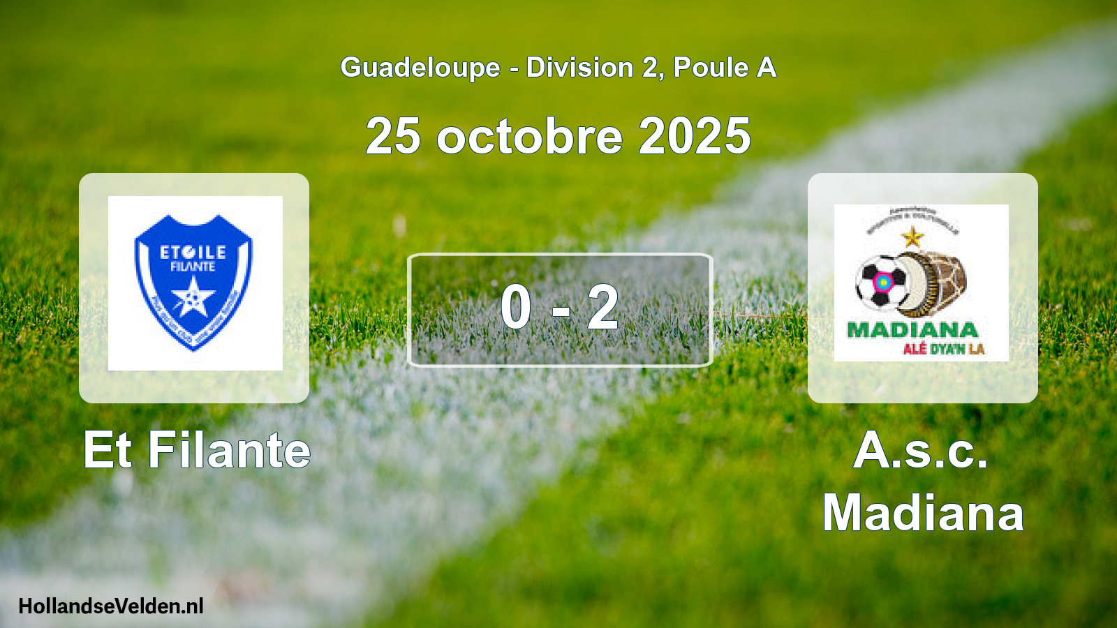 Match joué: Et Filante - A.s.c. Madiana 0 - 2 (25 octobre 2025)