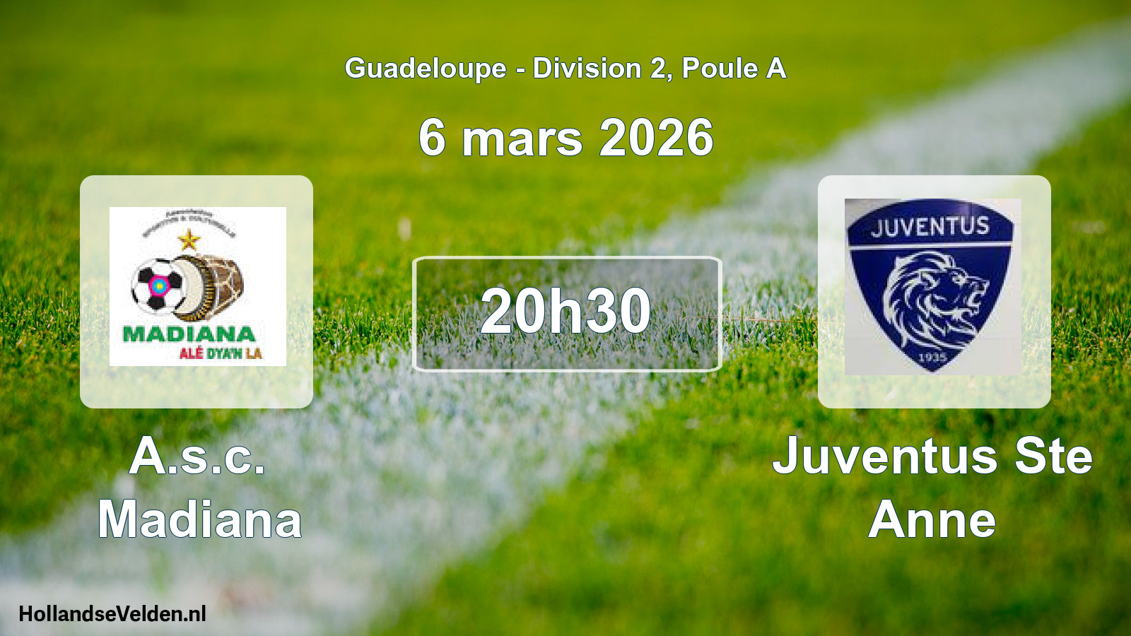 Match programmé: A.s.c. Madiana - Juventus Ste Anne (6 mars 2026)