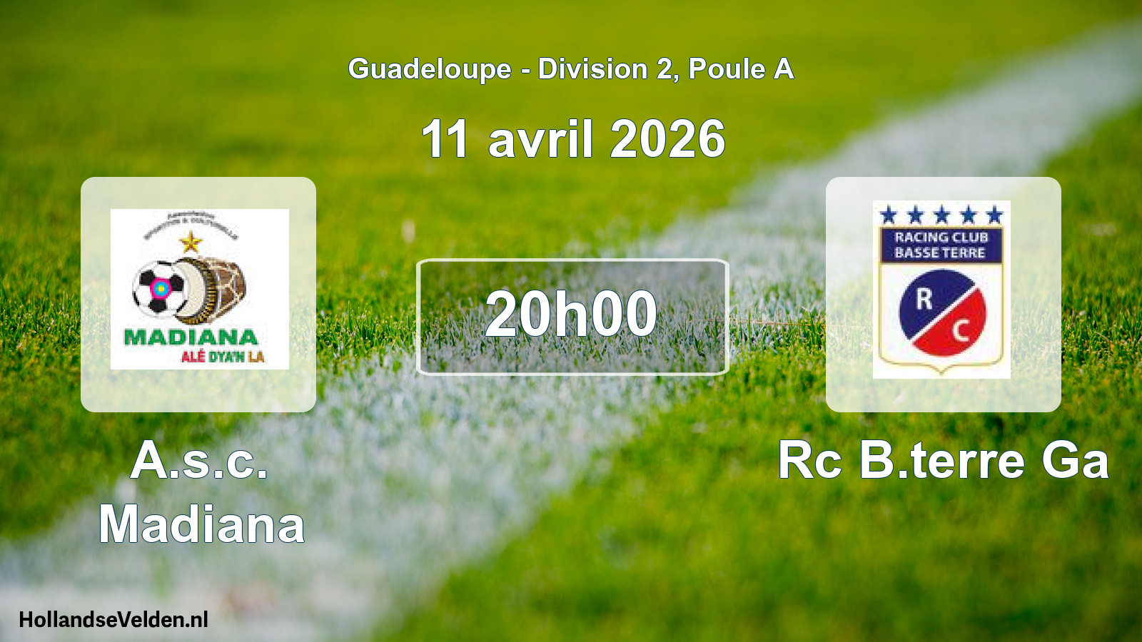 Match programmé: A.s.c. Madiana - Rc B.terre Ga (11 avril 2026)