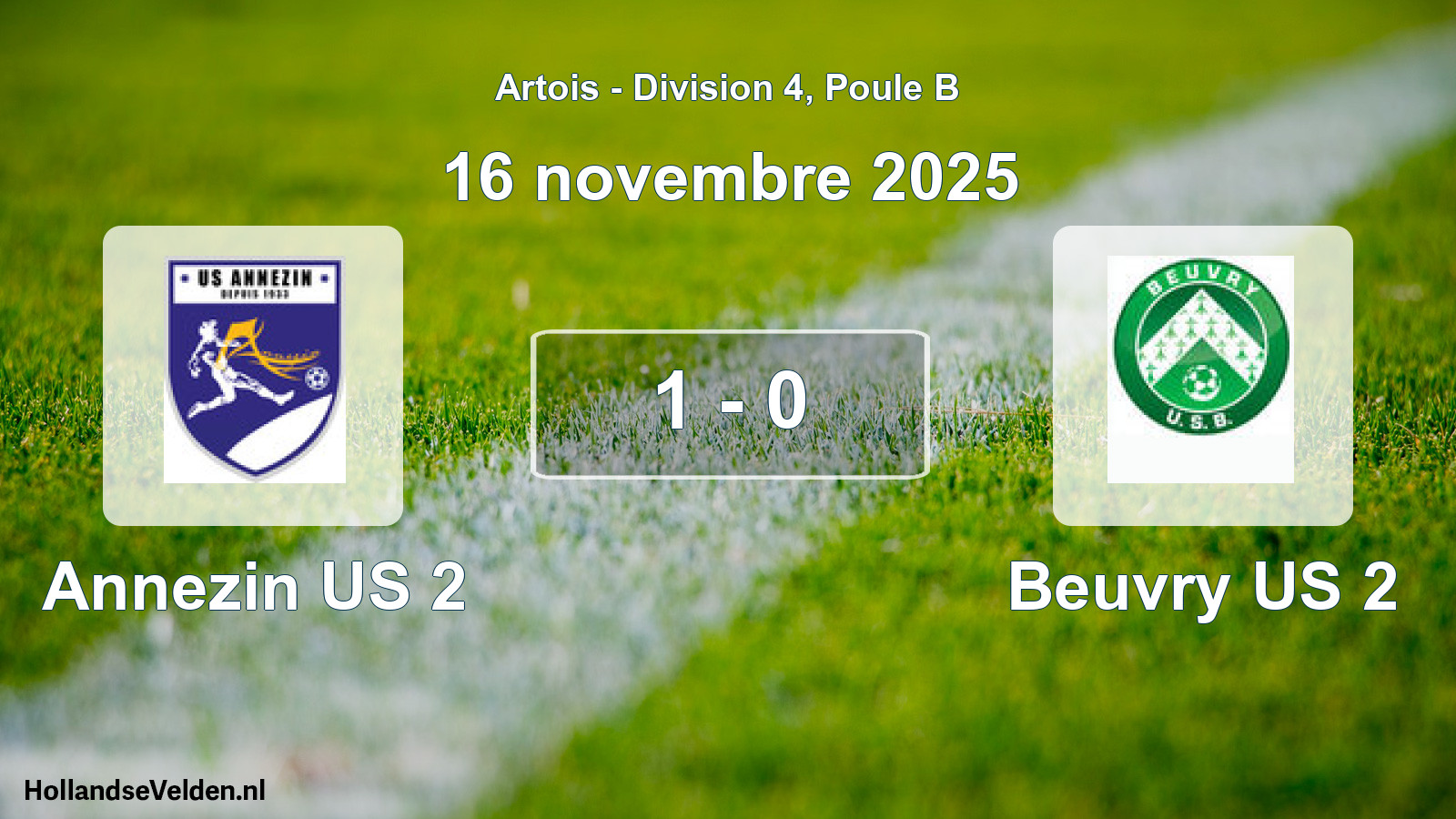 Gespeelde wedstrijd: Annezin US 2 - Beuvry US 2 1 - 0 (16 november 2025)