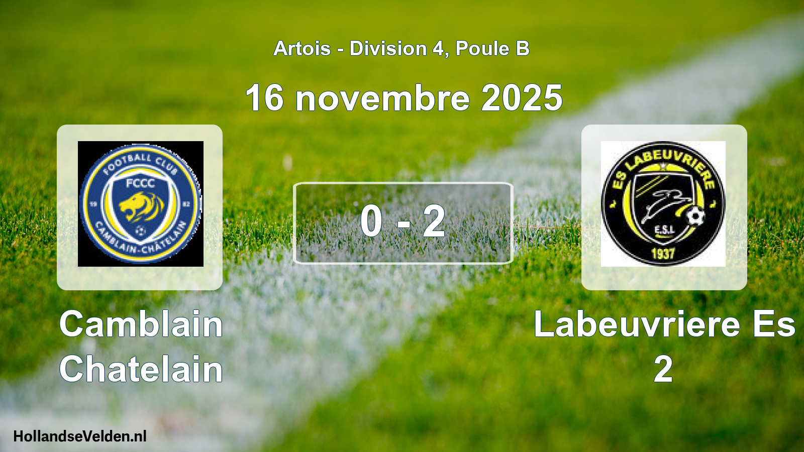 Match joué: Camblain Chatelain - Labeuvriere Es 2 0 - 2 (16 novembre 2025)