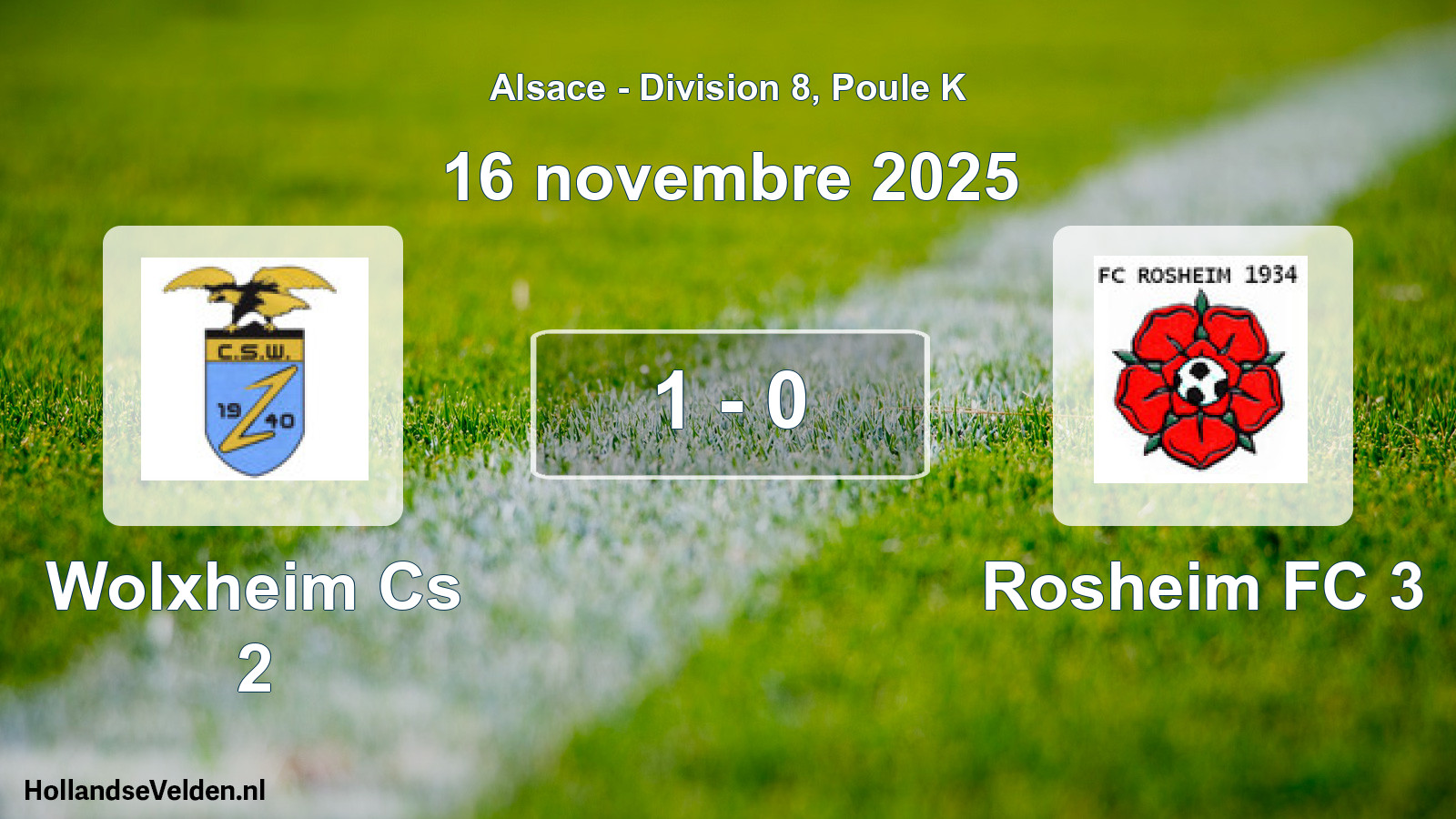 Match joué: Wolxheim Cs 2 - Rosheim FC 3 1 - 0 (16 novembre 2025)