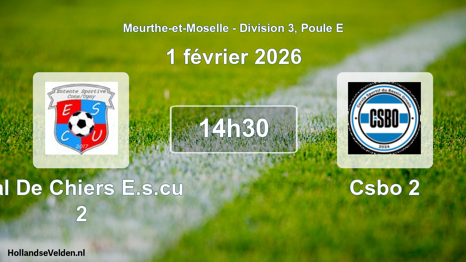 Match programmé: Val De Chiers E.s.cu 2 - Csbo 2 (1 février 2026)