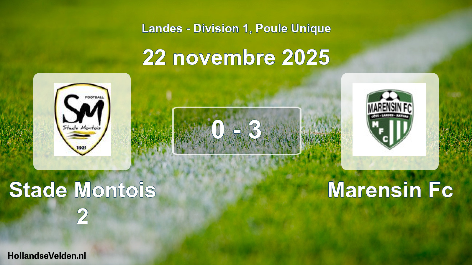 Gespeelde wedstrijd: Stade Montois 2 - Marensin Fc 0 - 3 (22 november 2025)