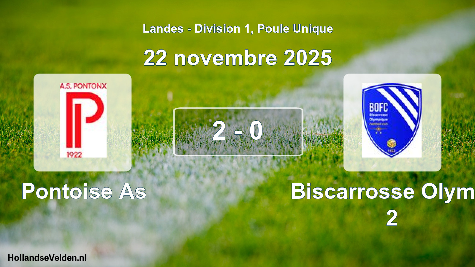 Match joué: Pontoise As - Biscarrosse Olymp. 2 2 - 0 (22 novembre 2025)