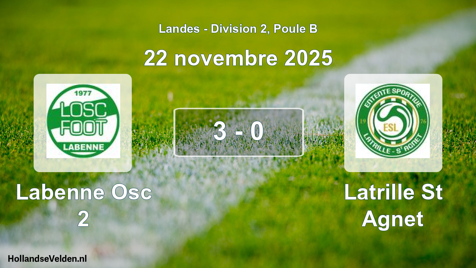 Match joué: Labenne Osc 2 - Latrille St Agnet 3 - 0 (22 novembre 2025)