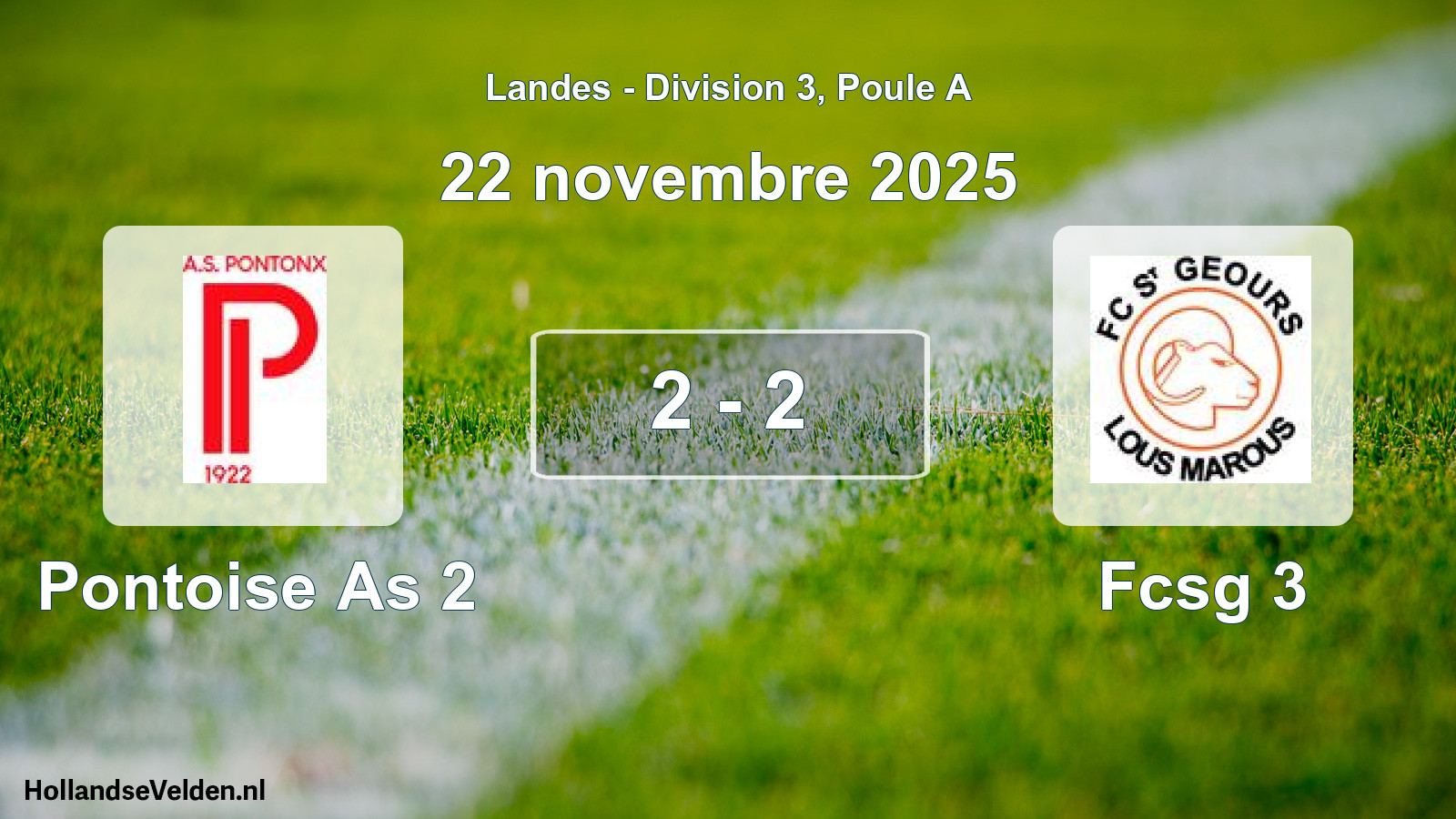 Gespeelde wedstrijd: Pontoise As 2 - Fcsg 3 2 - 2 (22 november 2025)