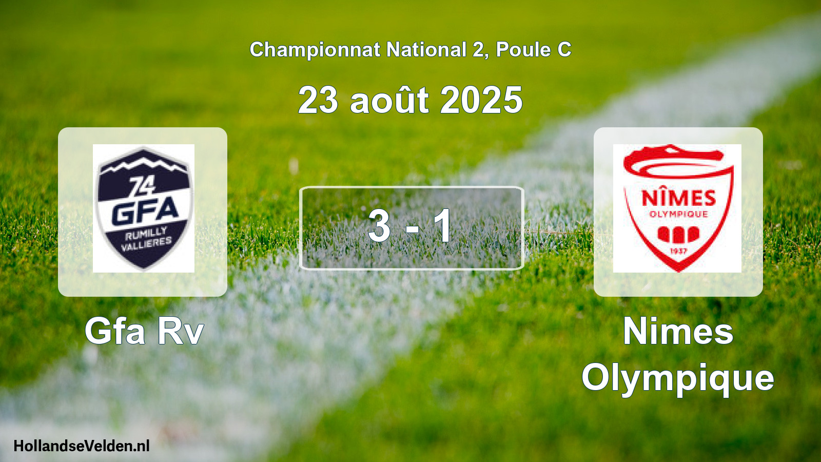 Gespeelde wedstrijd: Gfa Rv - Nimes Olympique 3 - 1 (23 augustus 2025)