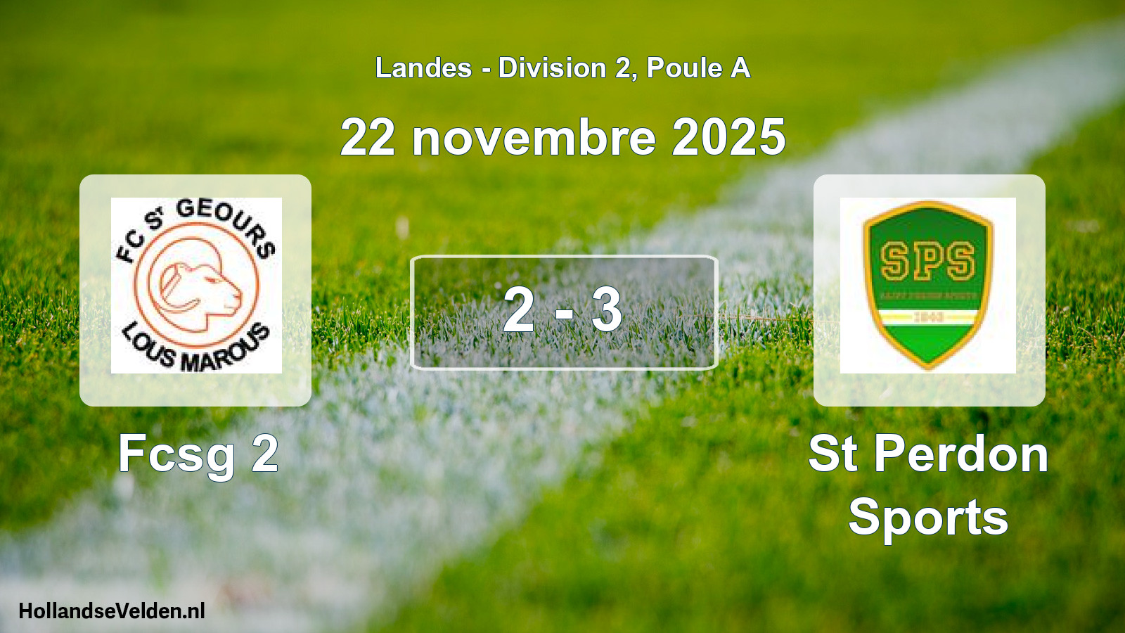 Gespeelde wedstrijd: Fcsg 2 - St Perdon Sports 2 - 3 (22 november 2025)