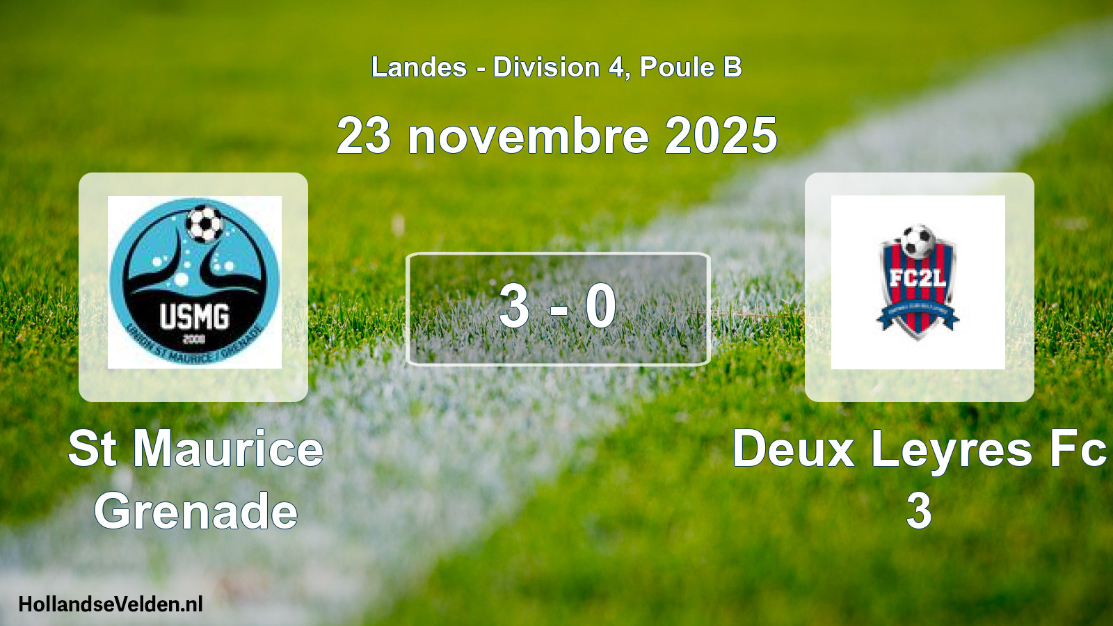 Gespeelde wedstrijd: St Maurice Grenade - Deux Leyres Fc 3 3 - 0 (23 november 2025)