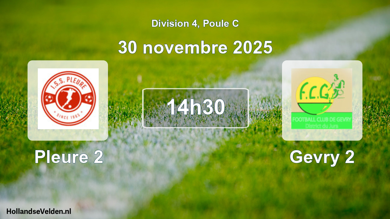 Match programmé: Pleure 2 - Gevry 2 (30 novembre 2025)