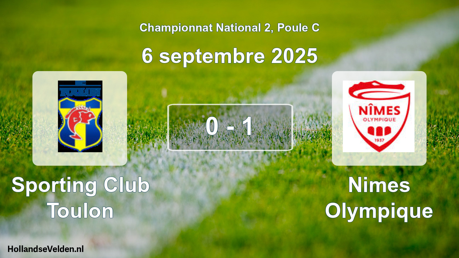 Gespeelde wedstrijd: Sporting Club Toulon - Nimes Olympique 0 - 1 (6 septembre 2025)