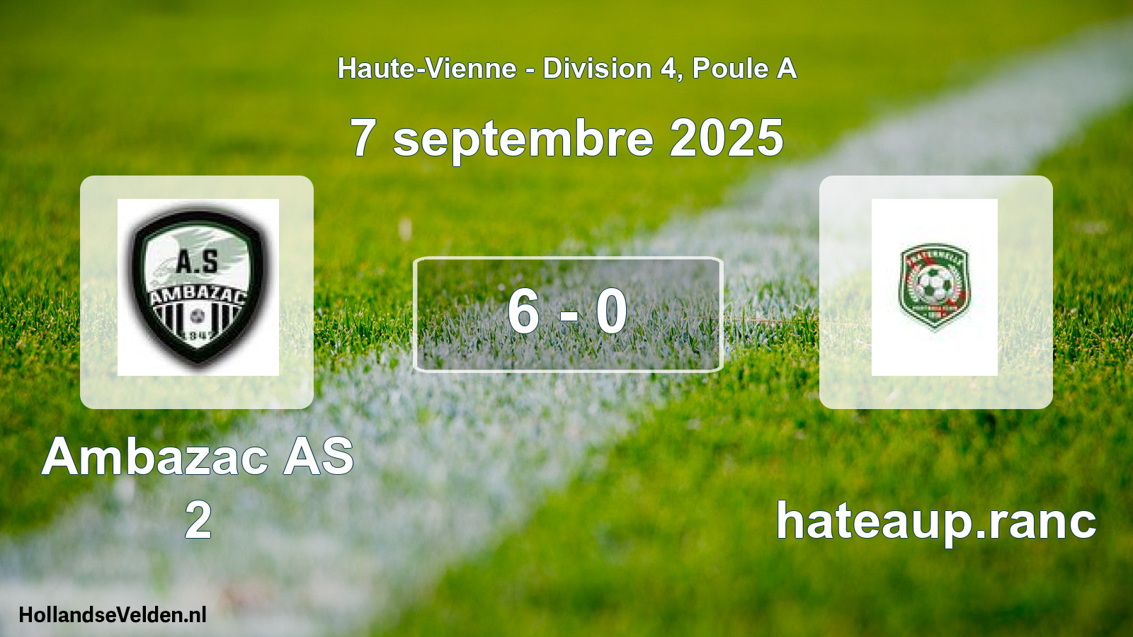 Gespeelde wedstrijd: Ambazac AS 2 - Chateaup.ranc 6 - 0 (7 september 2025)