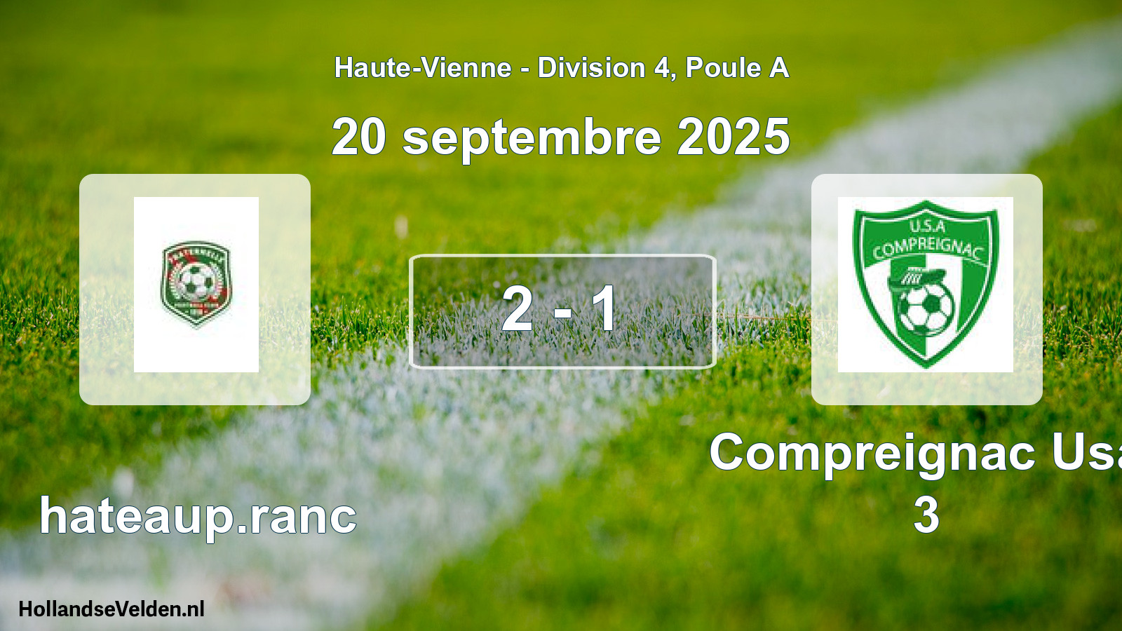 Total number of matches played: Chateaup.ranc - Compreignac Usa 3 2 - 1 (20 September 2025)