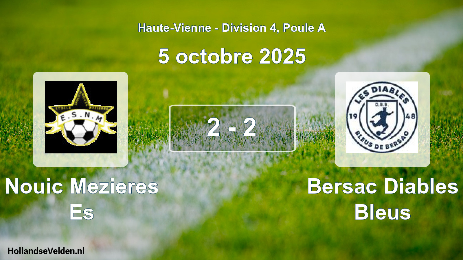 Match joué: Nouic Mezieres Es - Bersac Diables Bleus 2 - 2 (5 octobre 2025)