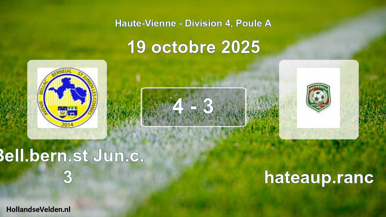 Gespeelde wedstrijd: Bell.bern.st Jun.c. 3 - Chateaup.ranc 4 - 3 (19 oktober 2025)