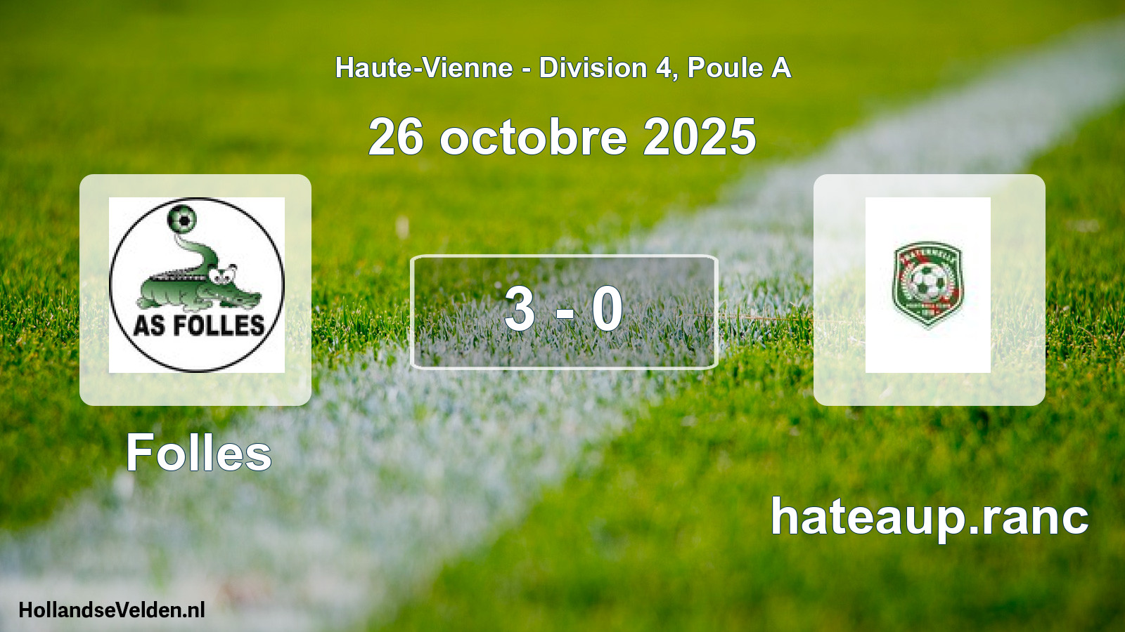 Gespeelde wedstrijd: Folles - Chateaup.ranc 3 - 0 (26 oktober 2025)
