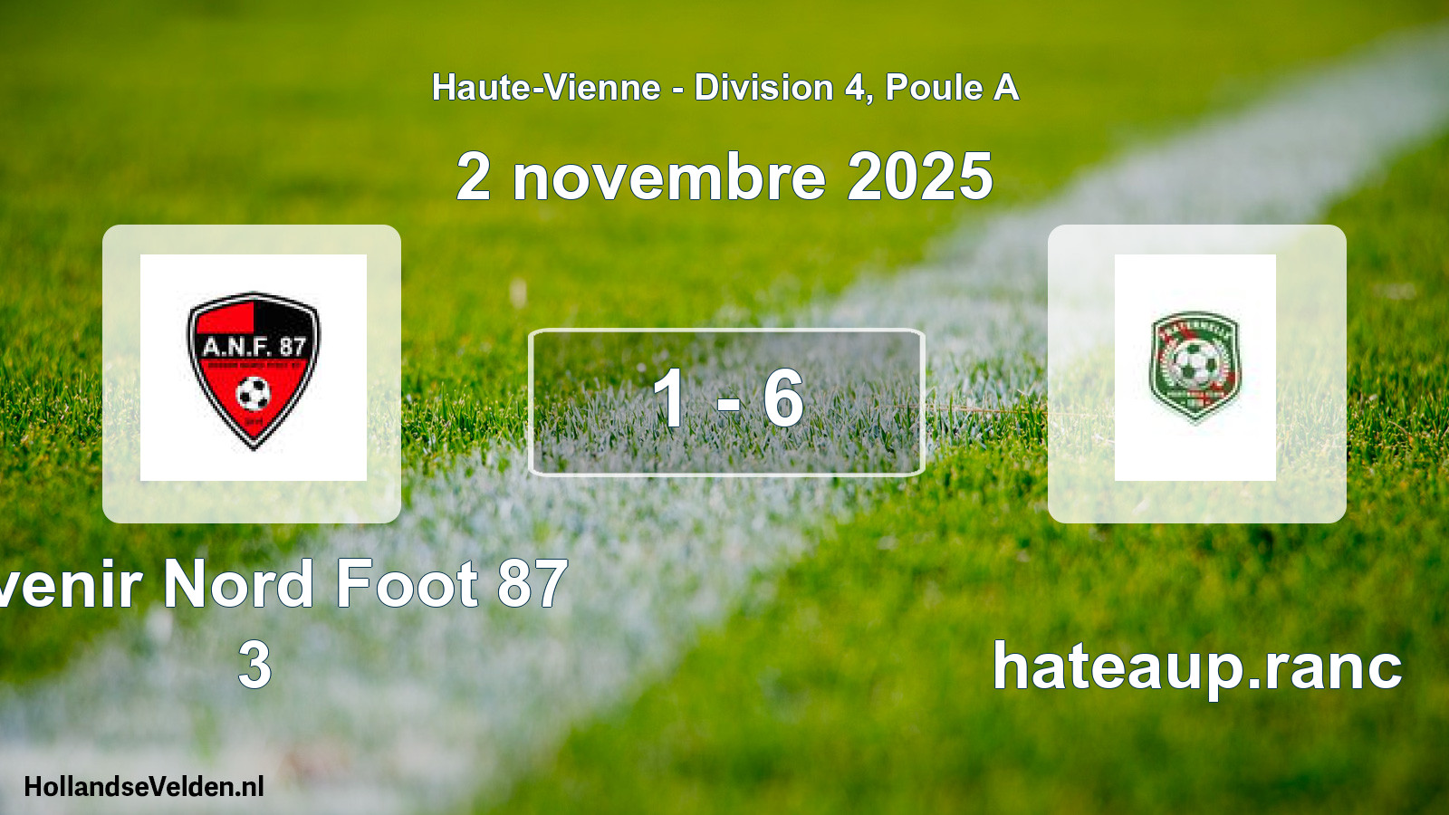Gespeelde wedstrijd: Avenir Nord Foot 87 3 - Chateaup.ranc 1 - 6 (2 november 2025)