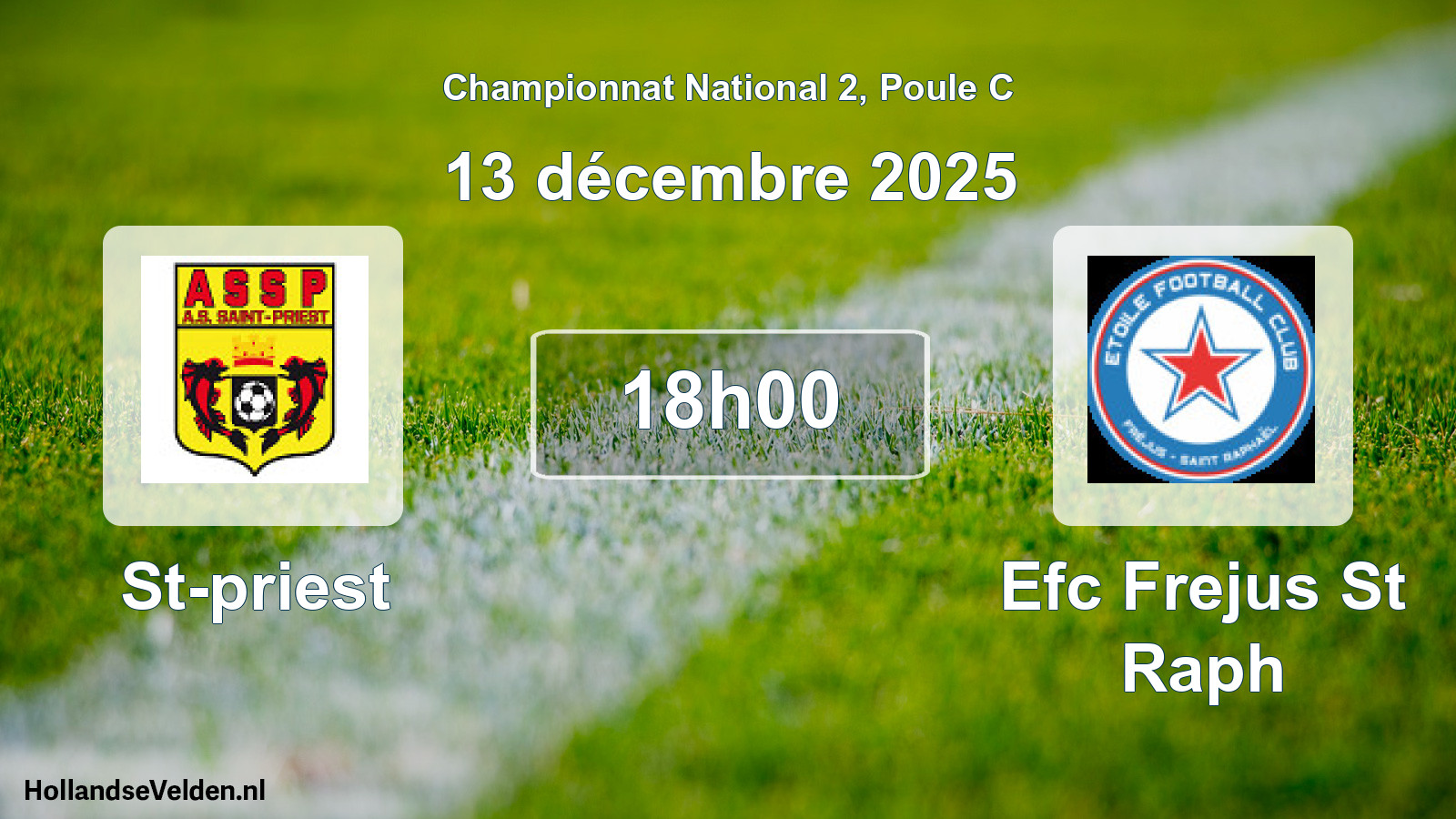 Geplande wedstrijd: St-priest - Efc Frejus St Raph (13 décembre 2025)