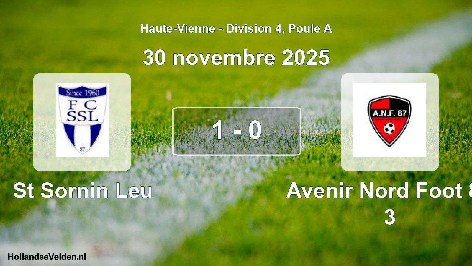 Total number of matches played: St Sornin Leu - Avenir Nord Foot 87 3 1 - 0 (30 November 2025)