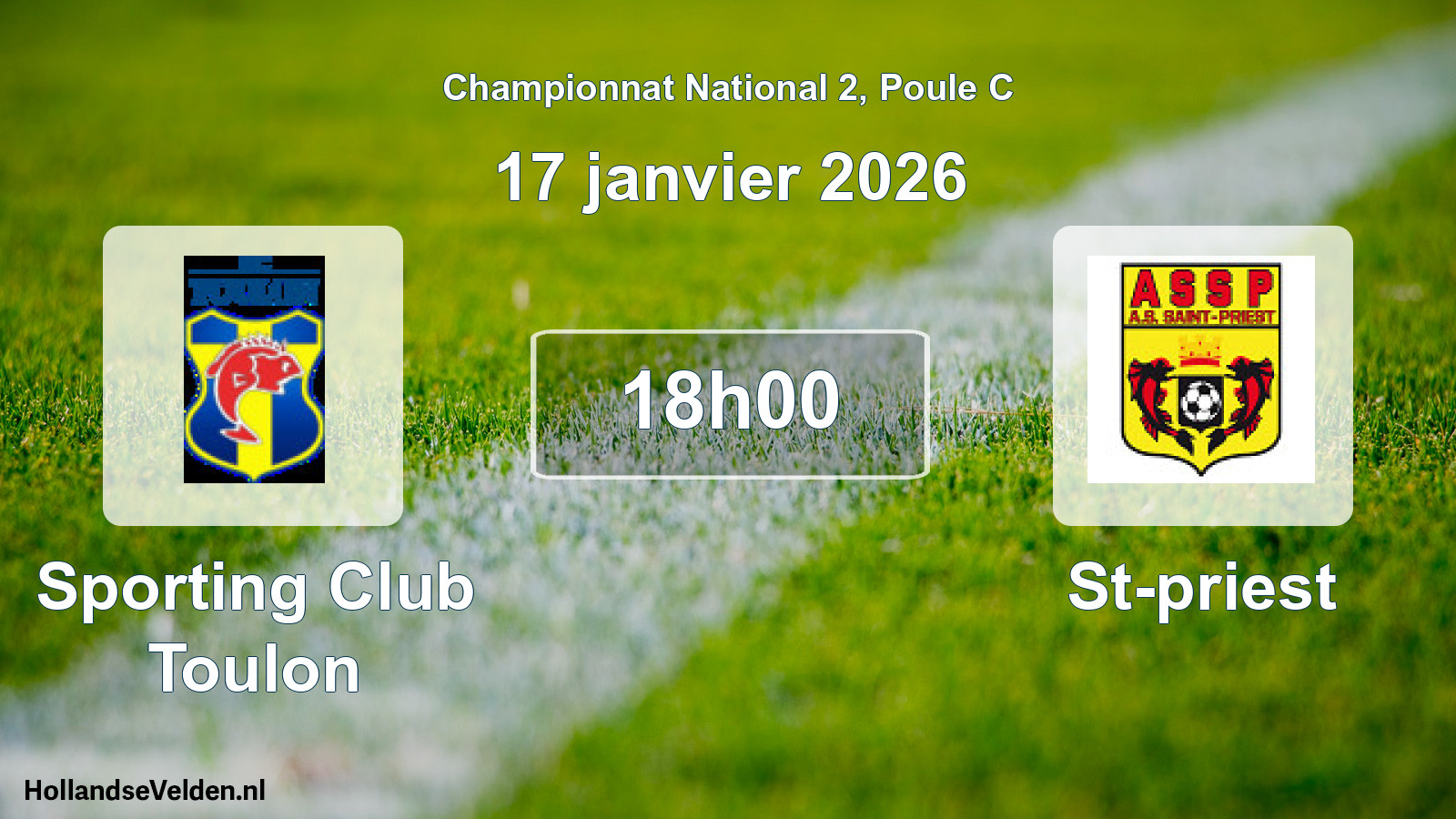 Geplande wedstrijd: Sporting Club Toulon - St-priest (17 janvier 2026)