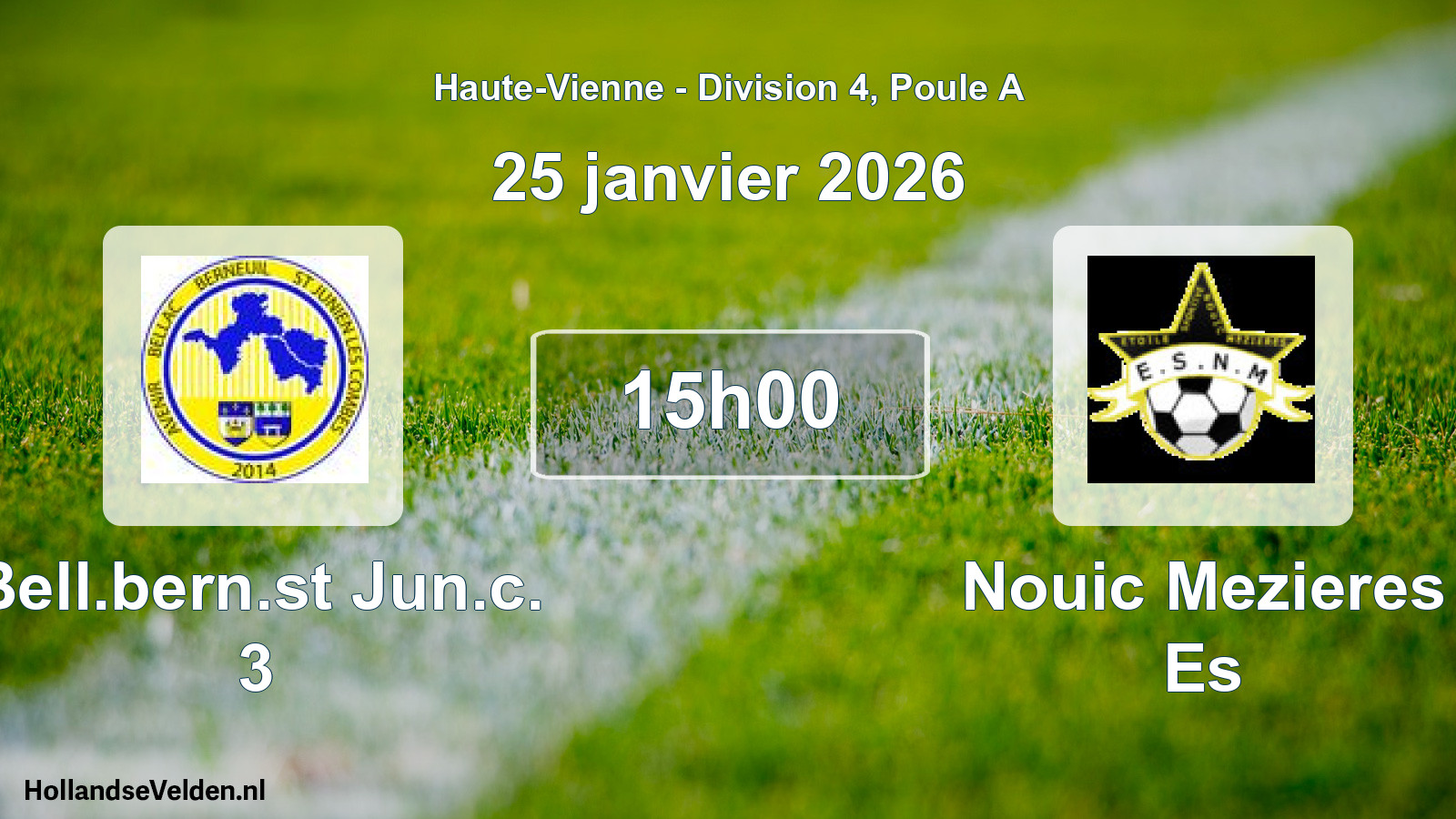 Geplande wedstrijd: Bell.bern.st Jun.c. 3 - Nouic Mezieres Es (25 januari 2026)