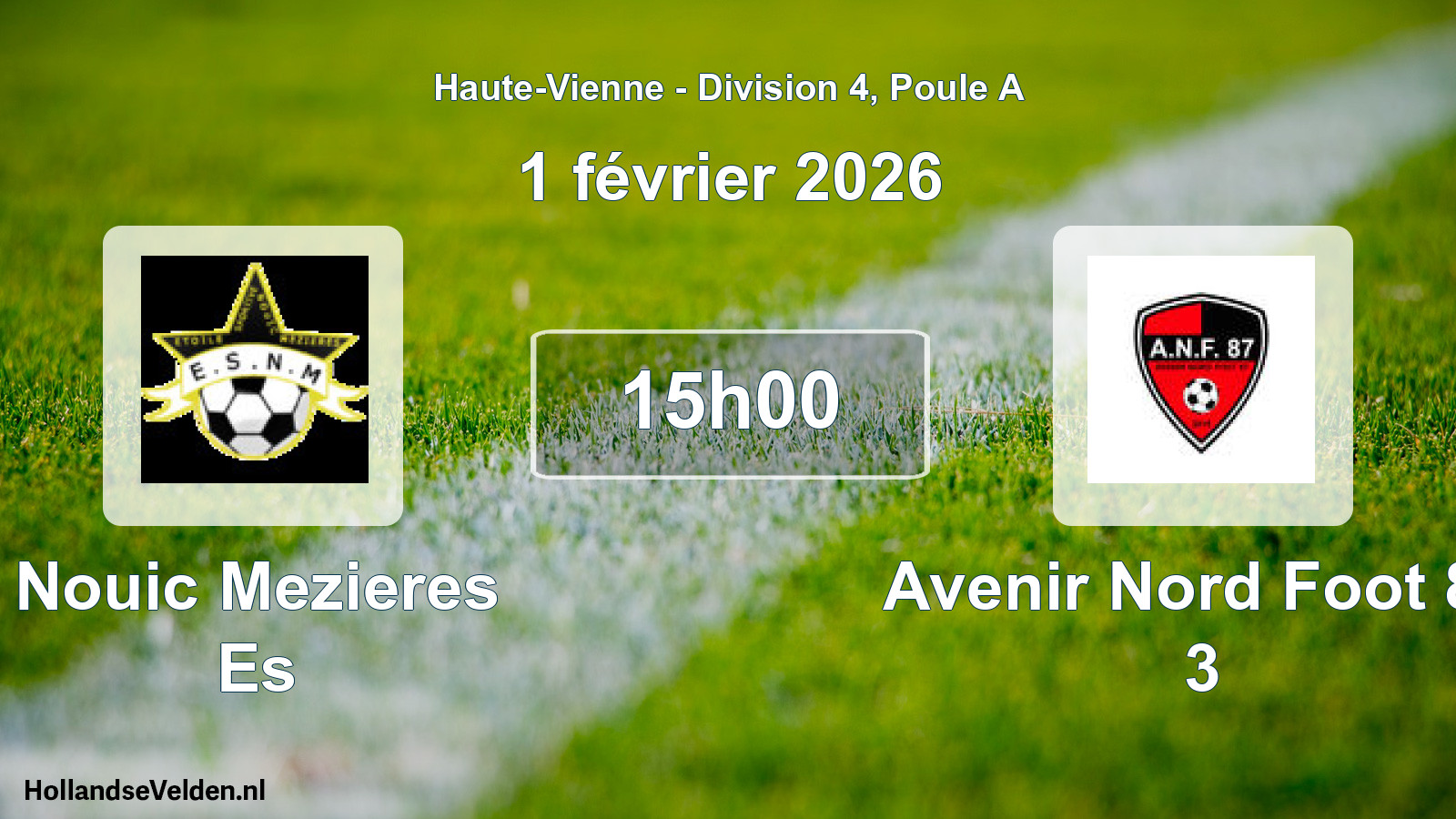 Geplande wedstrijd: Nouic Mezieres Es - Avenir Nord Foot 87 3 (1 februari 2026)