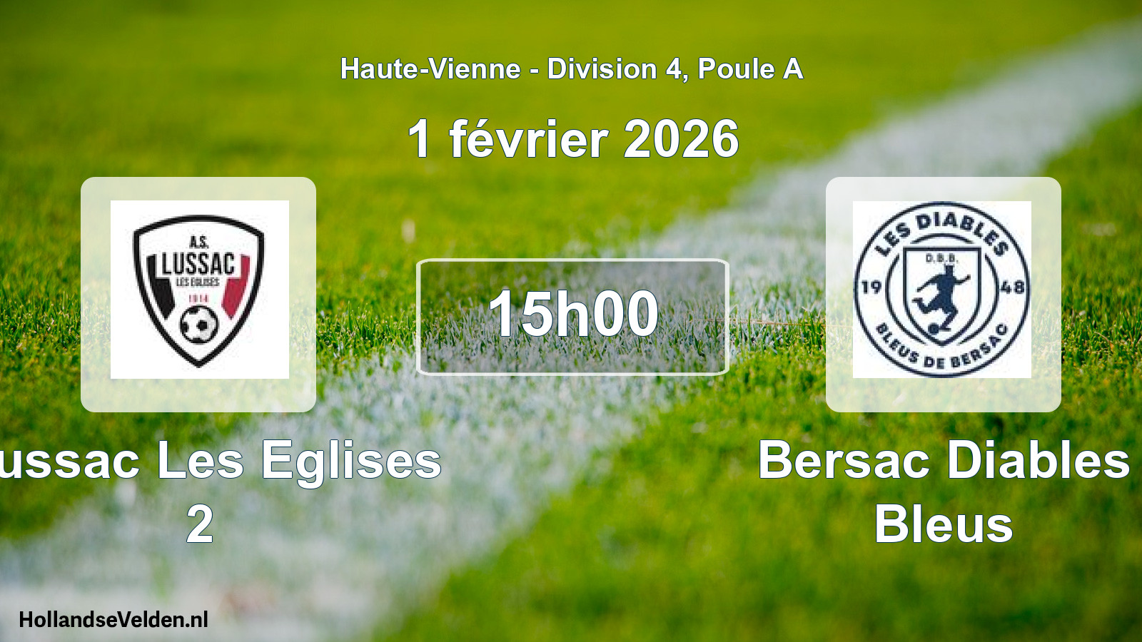 Match programmé: Lussac Les Eglises 2 - Bersac Diables Bleus (1 février 2026)