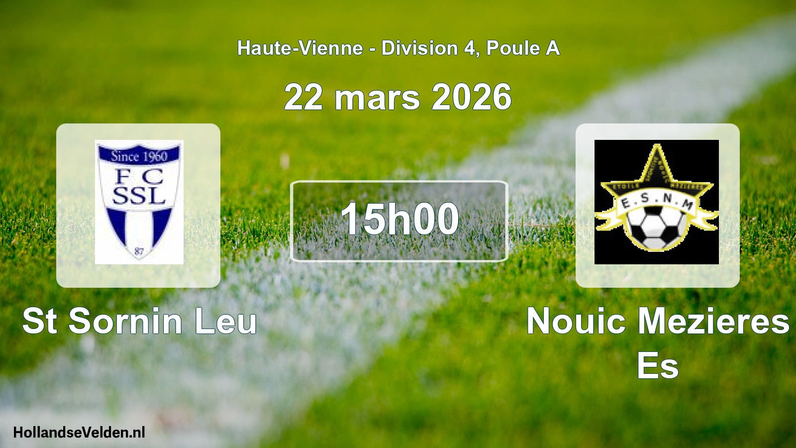 Geplande wedstrijd: St Sornin Leu - Nouic Mezieres Es (22 maart 2026)