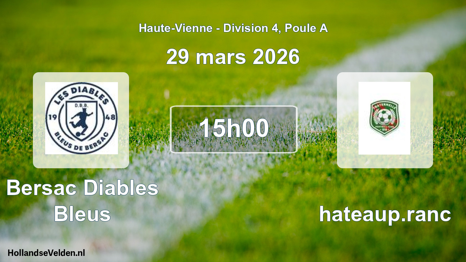 Match programmé: Bersac Diables Bleus - Chateaup.ranc (29 mars 2026)