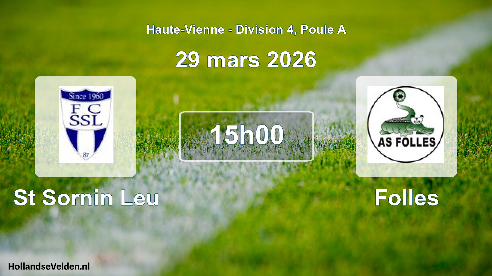 Match programmé: St Sornin Leu - Folles (29 mars 2026)