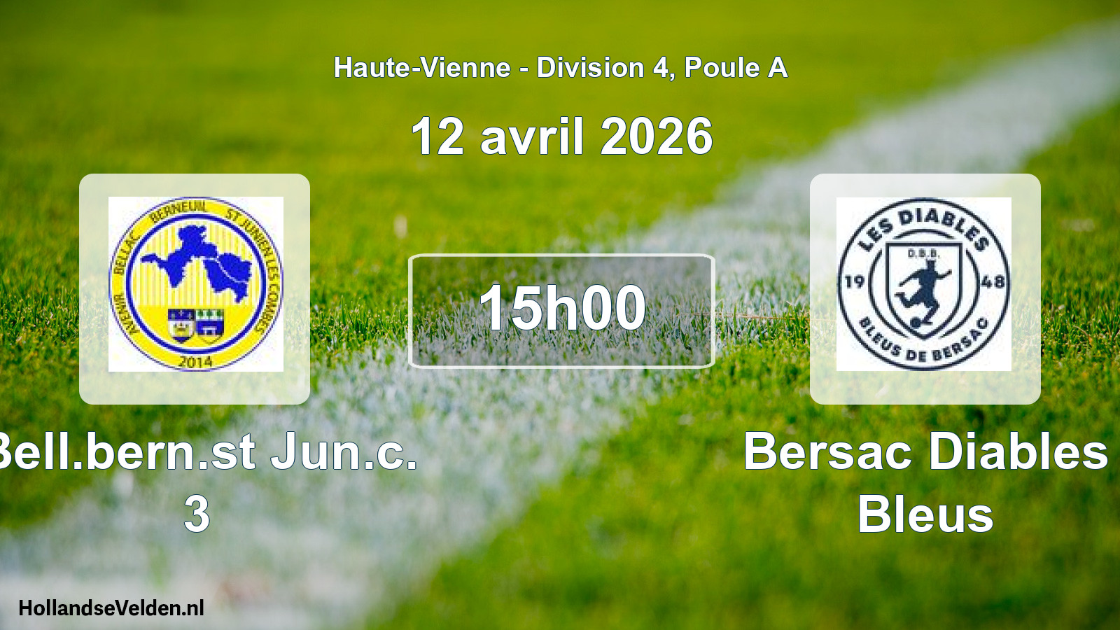Geplande wedstrijd: Bell.bern.st Jun.c. 3 - Bersac Diables Bleus (12 april 2026)