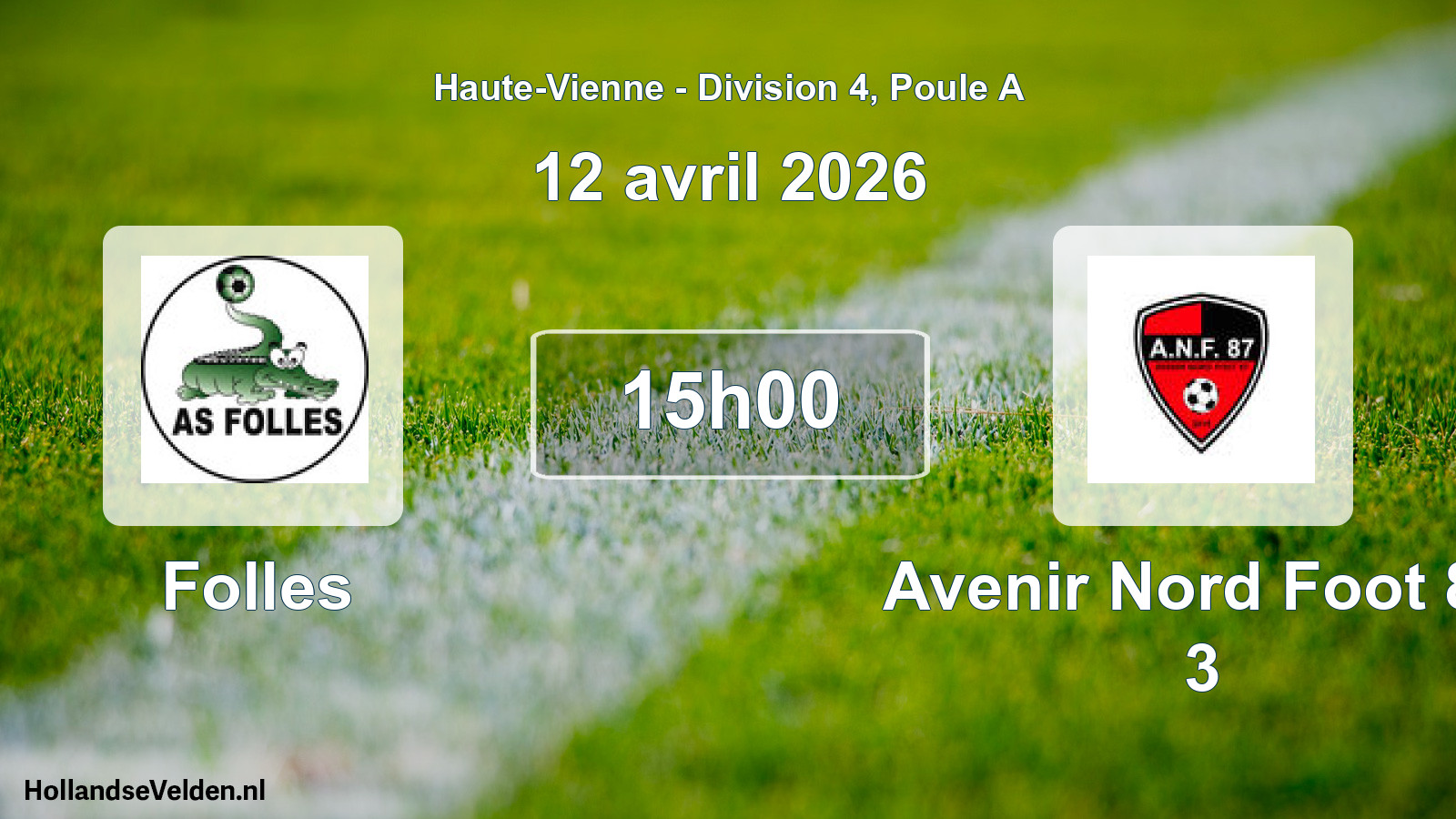 Geplande wedstrijd: Folles - Avenir Nord Foot 87 3 (12 april 2026)