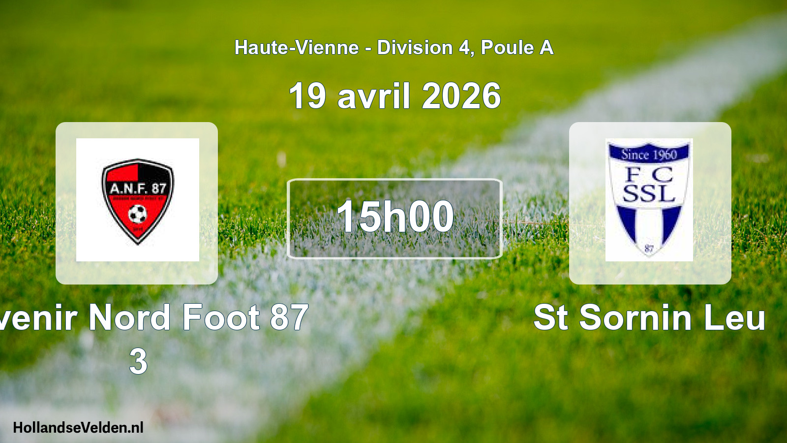 Match programmé: Avenir Nord Foot 87 3 - St Sornin Leu (19 avril 2026)