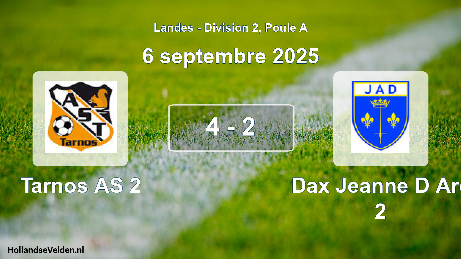 Gespeelde wedstrijd: Tarnos AS 2 - Dax Jeanne D Arc 2 4 - 2 (6 september 2025)