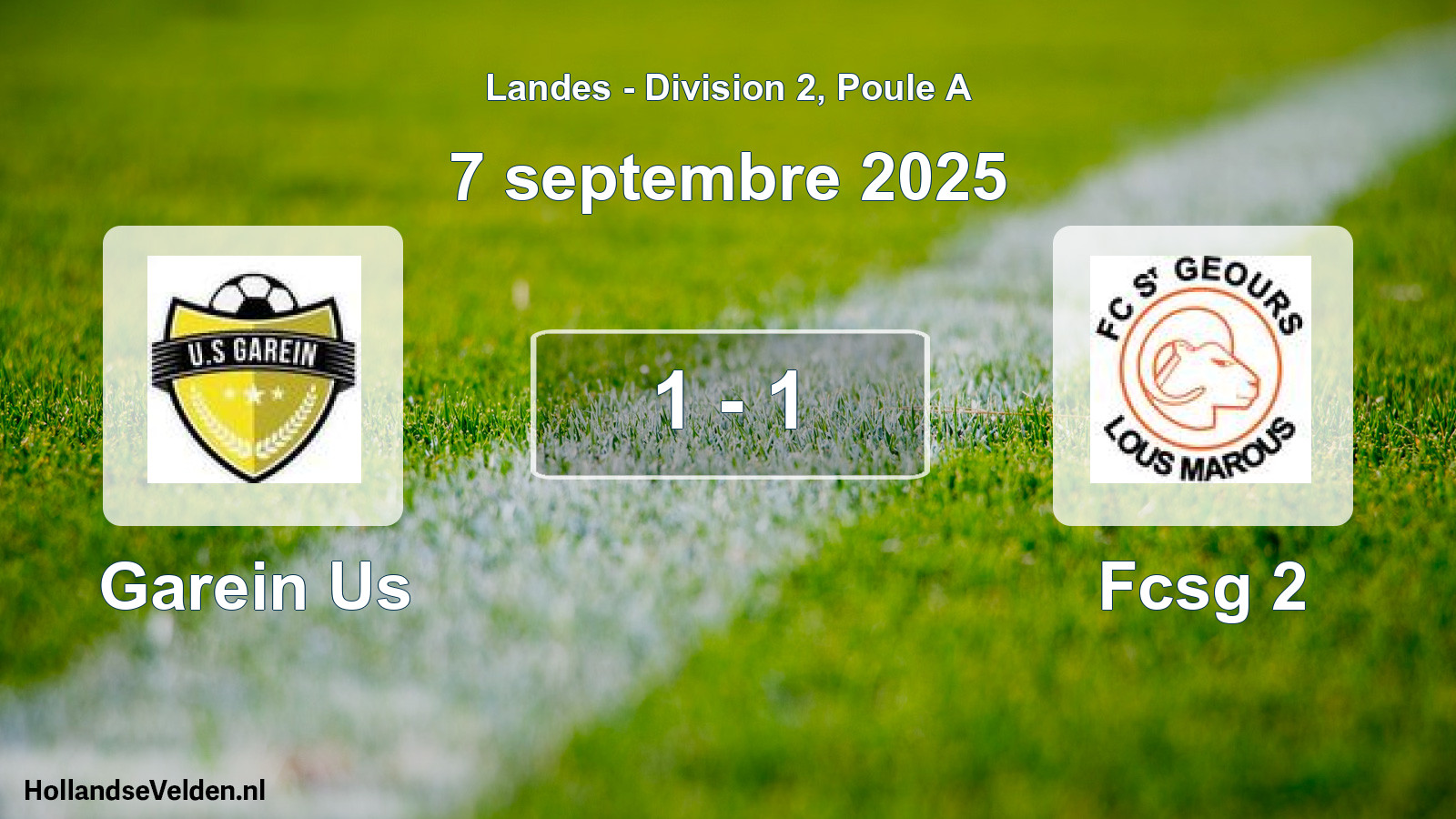 Gespeelde wedstrijd: Garein Us - Fcsg 2 1 - 1 (7 september 2025)