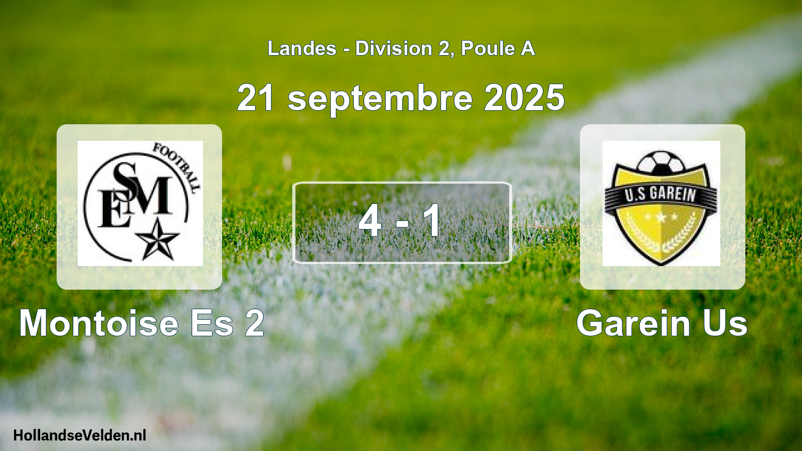 Gespeelde wedstrijd: Montoise Es 2 - Garein Us 4 - 1 (21 september 2025)