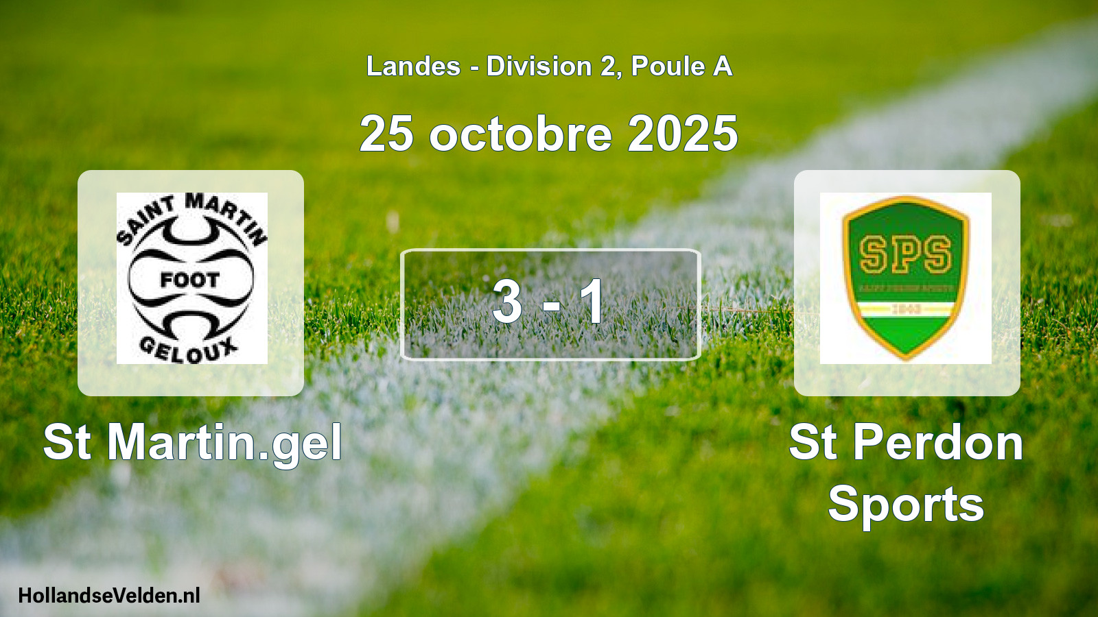 Gespeelde wedstrijd: St Martin.gel - St Perdon Sports 3 - 1 (25 oktober 2025)
