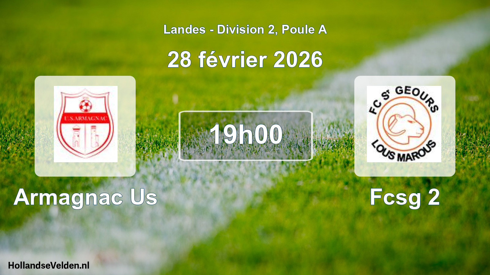 Match programmé: Armagnac Us - Fcsg 2 (28 février 2026)