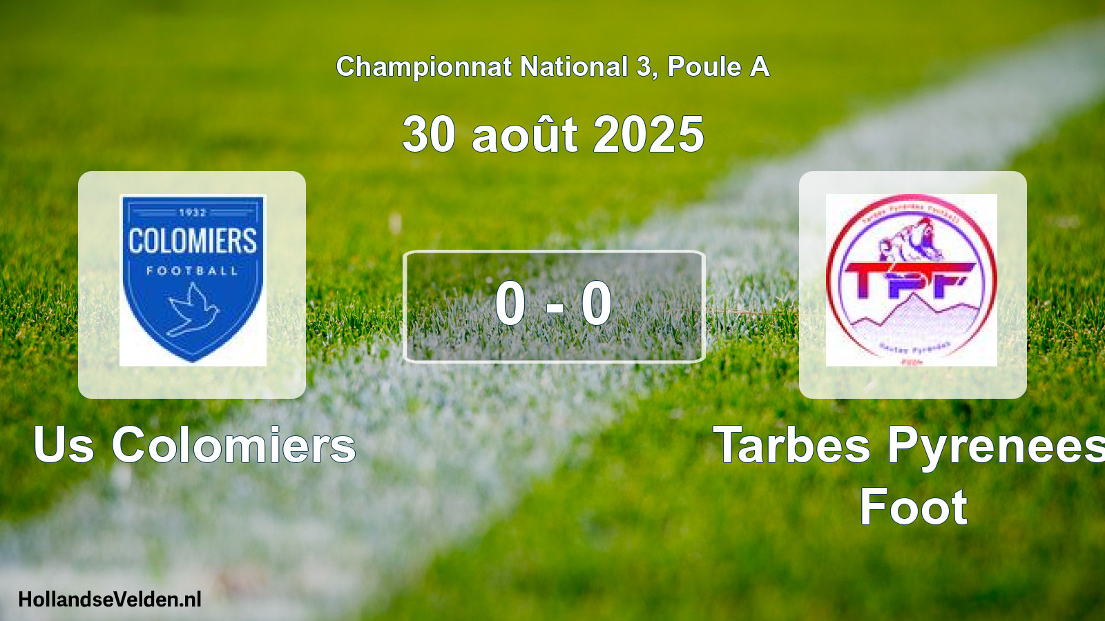 Gespeelde wedstrijd: Us Colomiers - Tarbes Pyrenees Foot 0 - 0 (30 augustus 2025)