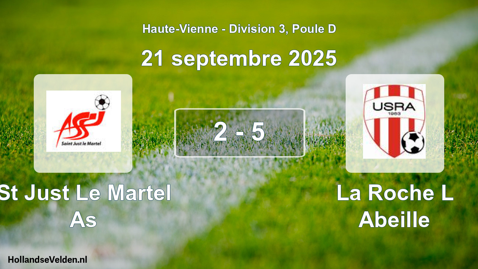 Gespeelde wedstrijd: St Just Le Martel As - La Roche L Abeille 2 - 5 (21 september 2025)