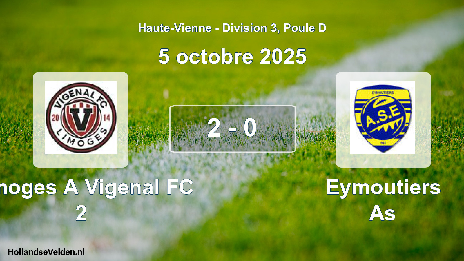 Gespeelde wedstrijd: Limoges A Vigenal FC 2 - Eymoutiers As 2 - 0 (5 oktober 2025)