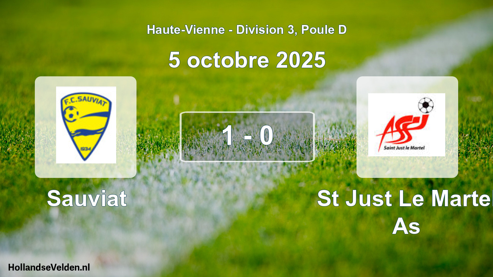 Total number of matches played: Sauviat - St Just Le Martel As 1 - 0 (5 October 2025)