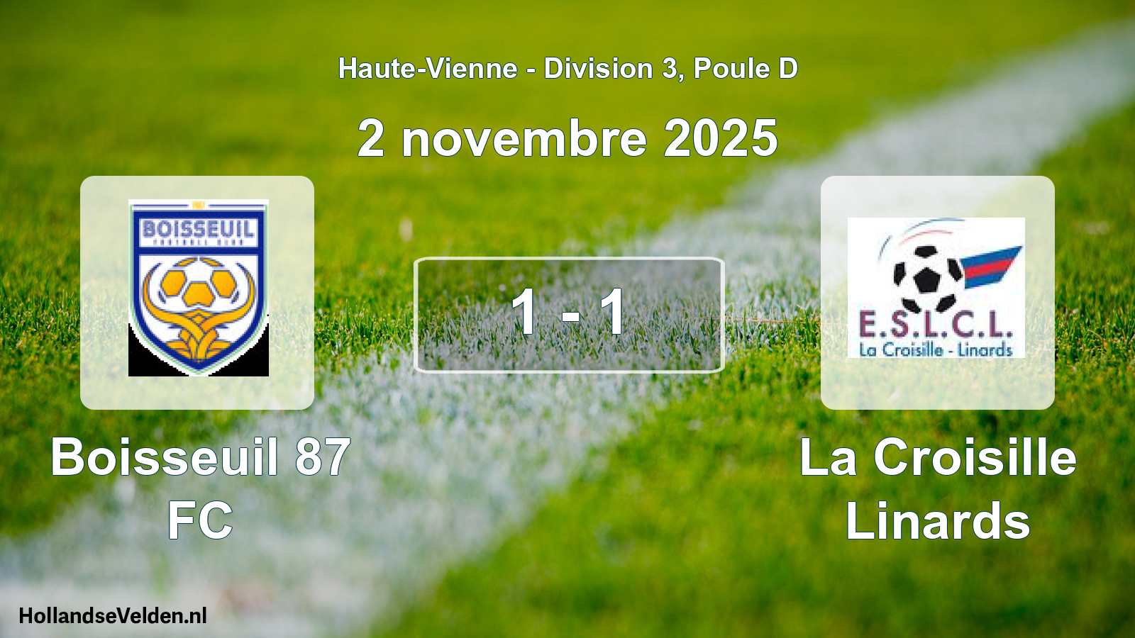 Gespeelde wedstrijd: Boisseuil 87 FC - La Croisille Linards 1 - 1 (2 november 2025)