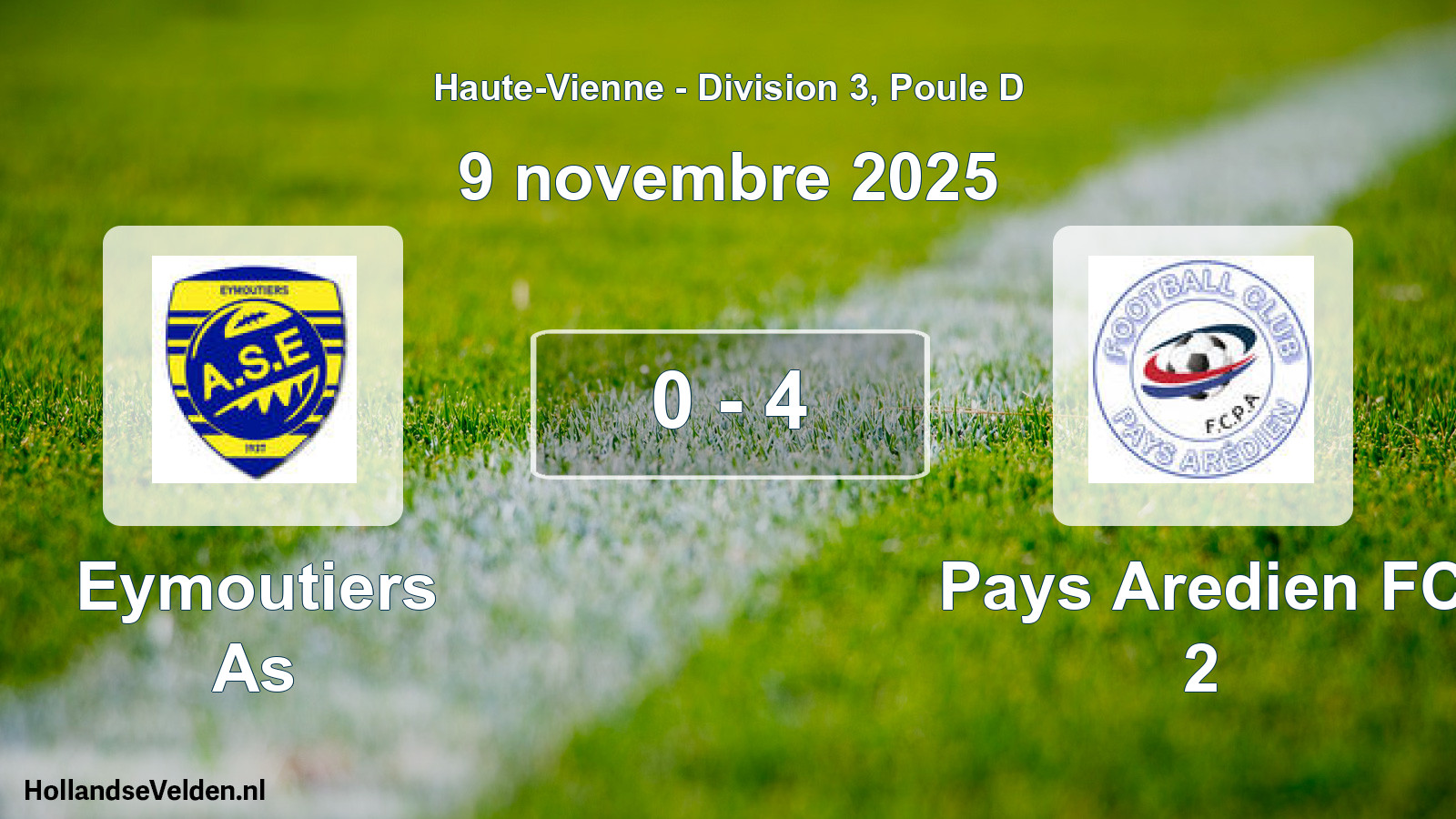 Gespeelde wedstrijd: Eymoutiers As - Pays Aredien FC 2 0 - 4 (9 november 2025)