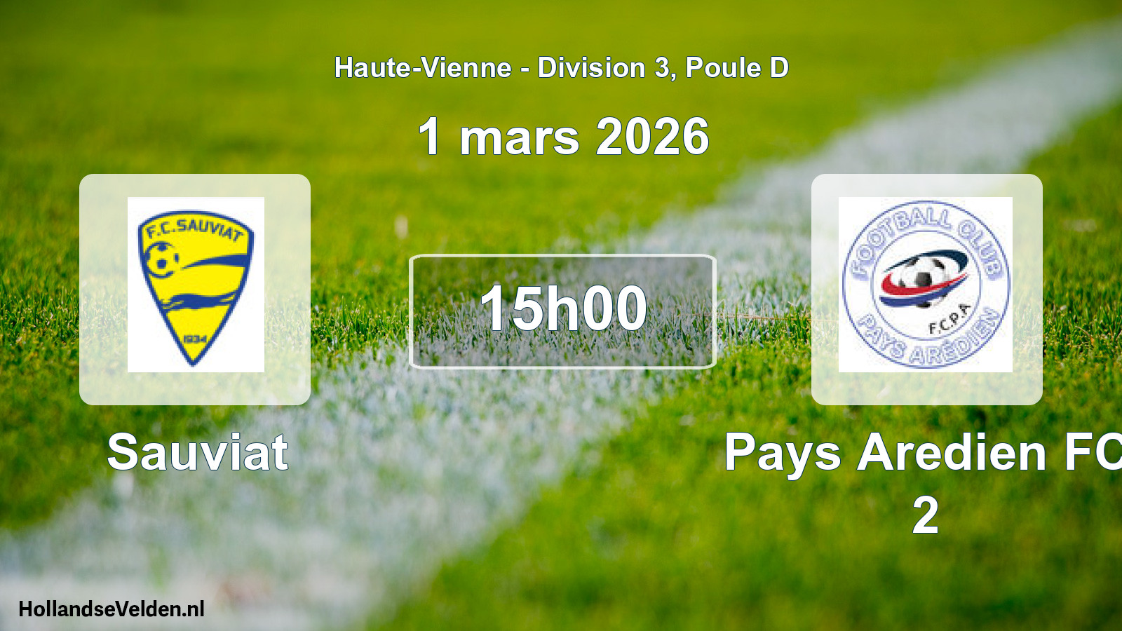 Match programmé: Sauviat - Pays Aredien FC 2 (1 mars 2026)
