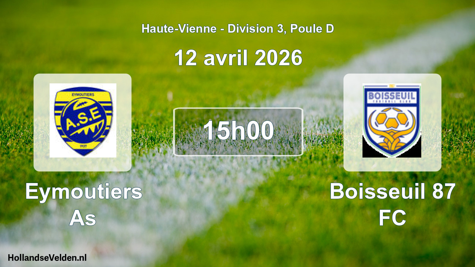 Match programmé: Eymoutiers As - Boisseuil 87 FC (12 avril 2026)
