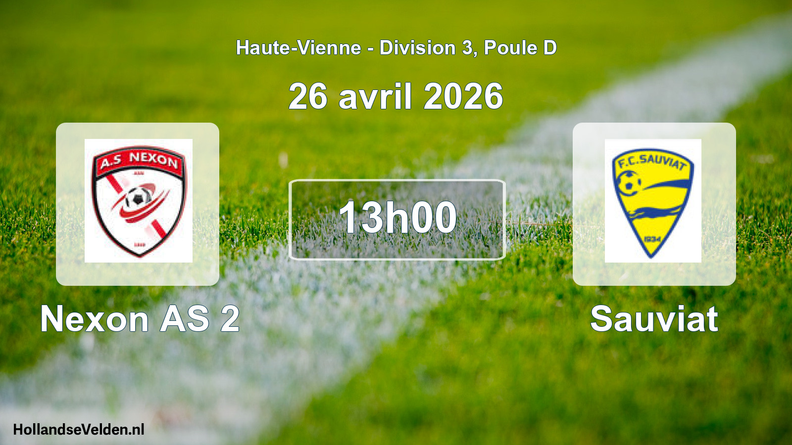 Match programmé: Nexon AS 2 - Sauviat (26 avril 2026)
